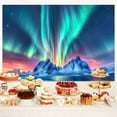 thumbnail image 2 of 8 x 8 ft Aurora Borealis Winter Night Sky Backdrop Snow-Capped Mountains Lake Scenery Starry Sky with Polar Lights Norway Winter Landscape Background Home Decor Photo Booth Studio Props, 2 of 5