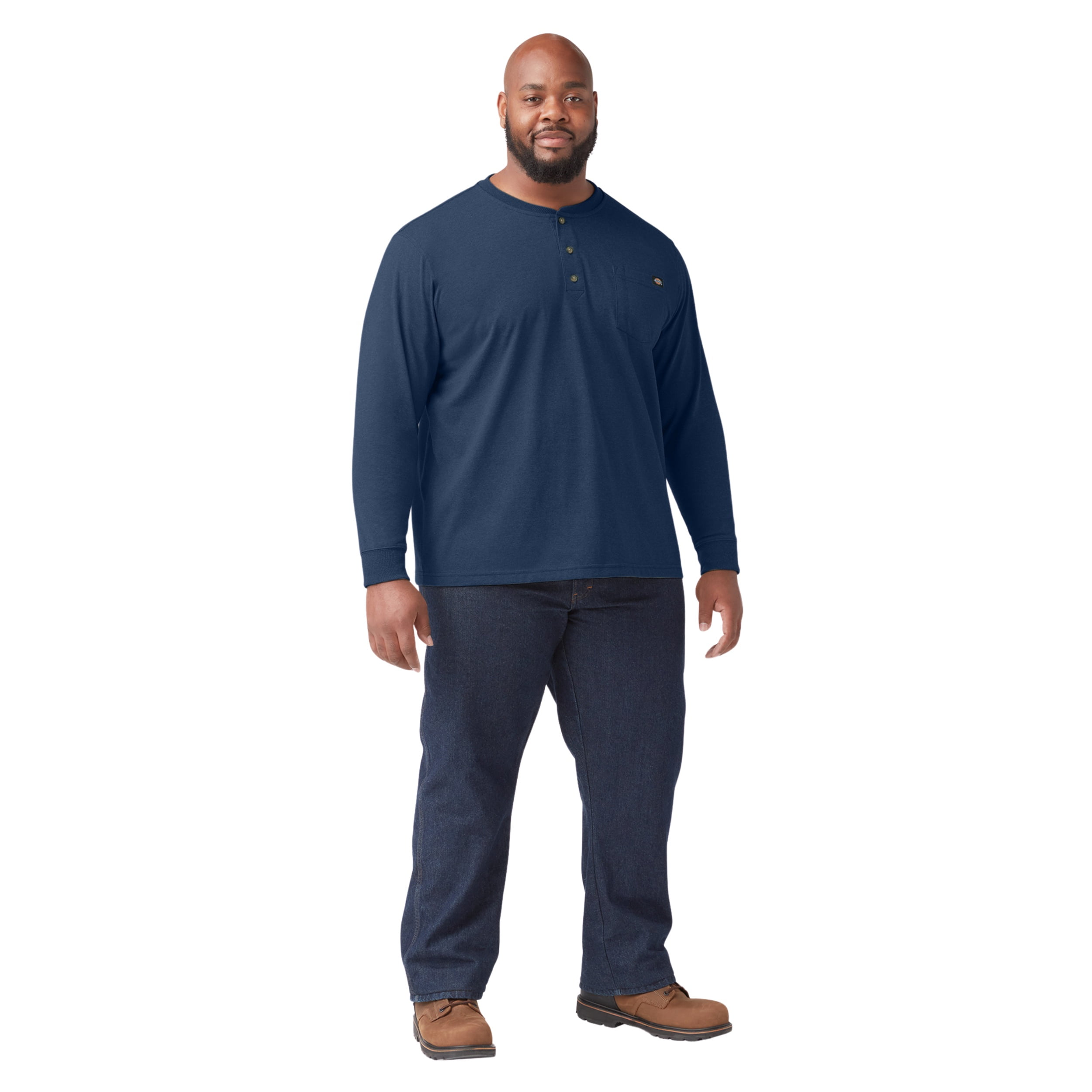 Dickies Men's and Big Men's Long Sleeve Heavyweight Henley T-Shirt