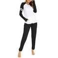 thumbnail image 6 of Women's Long Sleeve Jogger Pajamas Set with Pockets O Neck Sleepwear 2 Pcs Lounge Nightwear Tracksuits, 6 of 6