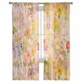 thumbnail image 2 of Spring Floral Semi Sheer Curtains 72 Inch Length 2 Panels Set, Watercolor Elegant Summer Flowers Botanical Sheer Kitchen Curtain Privacy Voile Window Curtain for Living Room Bedroom Rod Pocket Drapes, 2 of 7