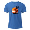 thumbnail image 5 of Meichang T-Shirts Graphiques pour Hommes T-Shirts à Col Rond Imprimés 3D Palmier Tropical Coucher de Soleil Coupe Régulière Manches Courtes T-Shirts d'Entraînement T-Shirts d'Été pour Muscles pour Hommes Aubaines de Liquidation 2024 Bleu 2TG, 5 of 5