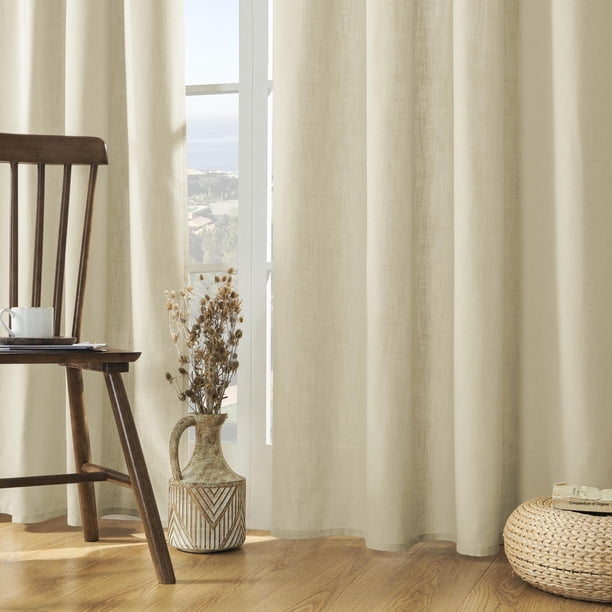 Juego de Cortinas de Lino de 96 Pulgadas de Largo, 2 Paneles para Sala de Estar, Cortinas filtrantes de luz de 96 Pulgadas de Largo, Cortinas de Sala de Estar de 96 Pulgadas de Largo
