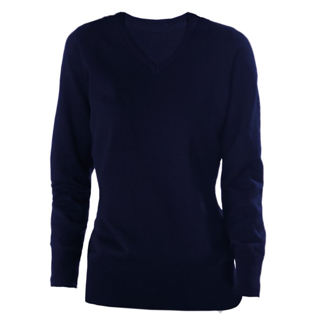 Kariban - Jersey de manga larga con cuello en V para mujer (Azul marino)