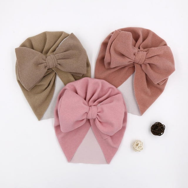 Spring Baby Hats for Girls Big Bow Turban Hat Newborn Photography Props Infant Baby Beanie Cap Solid Color Baby Girl HatBlack He Qiyong unisex