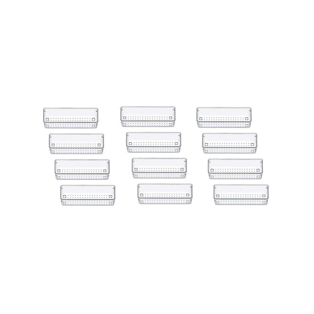 Organizador De Cajones De 12 Piezas, Bandejas Organizadoras De Cajones De Escritorio Transparentes Bandeja De Almacenamiento Para Maquillaje, Joyas, Utensilios En La Cómoda Del Dormitorio