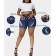 thumbnail image 5 of Gocolloa Womens Plus Size Jean Shorts Stretchy High Waisted Distressed Fold Hem Denim Shorts Bamboo Royal Blue 26W, 5 of 5