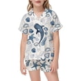 thumbnail image 2 of JAJAHO Silk Pajamas For Girls 2 Piece Sets Ocean Animals Printed Short Sleeve Sleepwear Shorts Set For Kids 2-13Y, 2 of 4