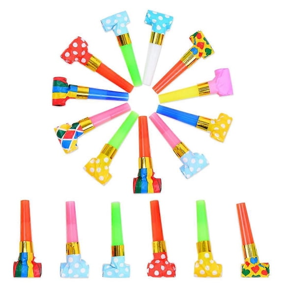 Colorful Party Blowers - 30-Pack Assorted Design Noisemakers for Birthdays & Celebrations