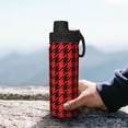 thumbnail image 7 of Lsque Retro red and Black Houndstooth Pattern Water Bottle,18oz Sports Insulated Kettle for Cycling Gym Basketball Outdoor, Suitable as a Present, 7 of 7