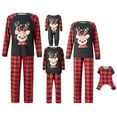 thumbnail image 2 of Matching Family Christmas Pajamas Set Deer Print Long Sleeve Tops and Stretch Casual Plaid Pants Sleepwear, 2 of 8