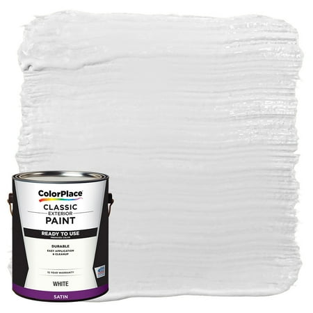 ColorPlace Exterior Latex House Paint, White, 1 Quart, Satin