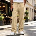 thumbnail image 3 of Yungyresw Men's Baggy Sweatpants Wide Leg Open Bottom Solid Lounge Pants Relaxed Fit Drawstring Lightweight Casual Trousers Khaki XL, 3 of 9