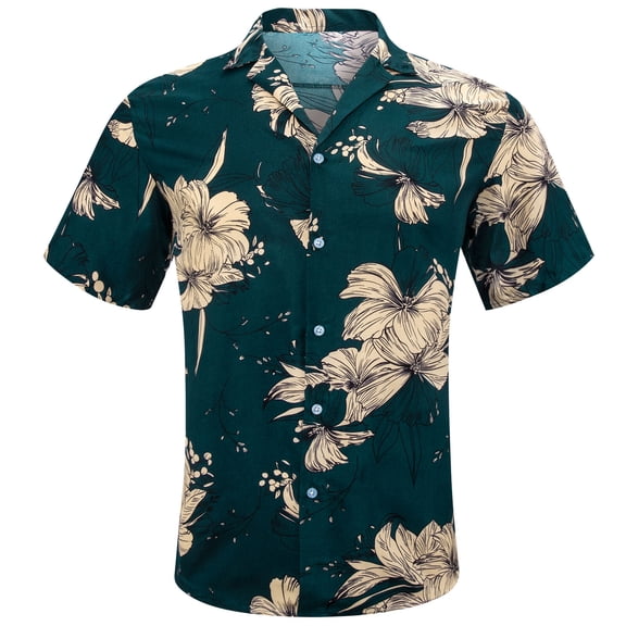Men's Hawaiian Shirt Short Sleeve Casual Tropical Button Up Floral Dress Shirts Beach Breeze Party