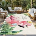 thumbnail image 3 of Fsddascl Summer Green Palm Leaf Outdoor Rug for Patio/Deck/Porch, Non-Slip Large Area Rug 5 x 8 Ft, Pink Flamingo Tropical Plant Indoor Outdoor Rugs Washable Area Rugs, Reversible Camping Rug Carpet, 3 of 5