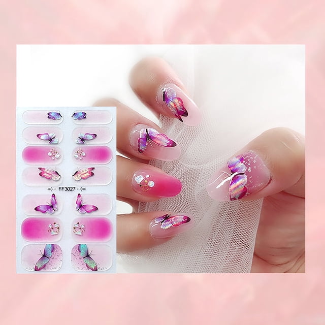 3D Embossed False Nail Stickers Full Cover Tips with European Gilding Design for Manicure Care