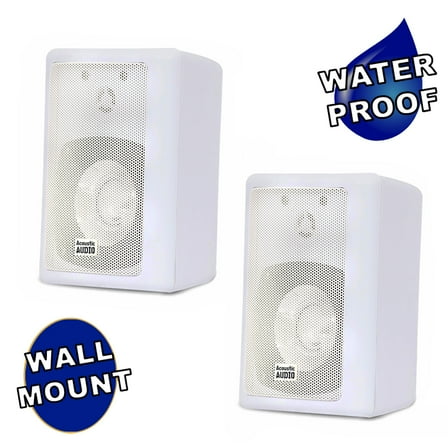 Acoustic Audio 151W Indoor Outdoor 2 Way Speakers 600 Watt White Pair