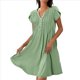thumbnail image 1 of Vestido Tipo Túnica de Verano para Mujer, Corta, Cuello en V, Holgado, Informal, Plisado, Verde , Talla XXL, 1 of 5