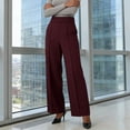 thumbnail image 5 of Miluxas Women's High Waisted Wide Leg Dress Pants Solid Straight Leg Pleated Trousers with Pockets for office Business Casual Wine, 5 of 8