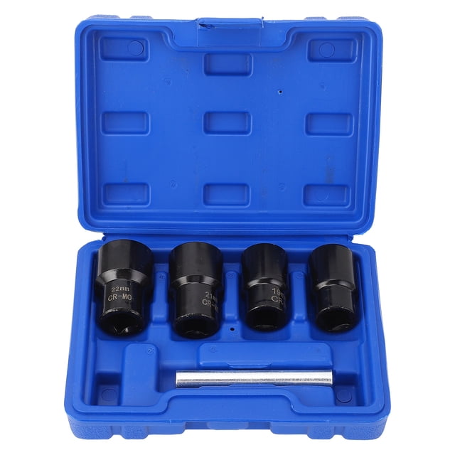 Juego de 5 llaves de vaso giratorias para extraer pernos y tuercas de rueda de bloqueo, 17 mm, 19 mm, 21 mm y 22 mm