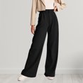 thumbnail image 3 of Pantalones elegantes para mujer sueltos informales línea H bolsillos con cierre de cremallera traje de trabajo de oficina, 3 of 9