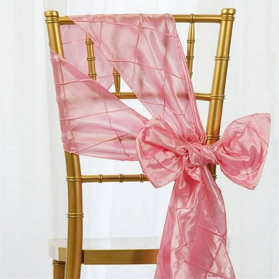 Efavormart 5pc x Pink Pintuck Chair Sash for Wedding Events Banquet Decor Chair Bow Sash Party Decoration Supplies