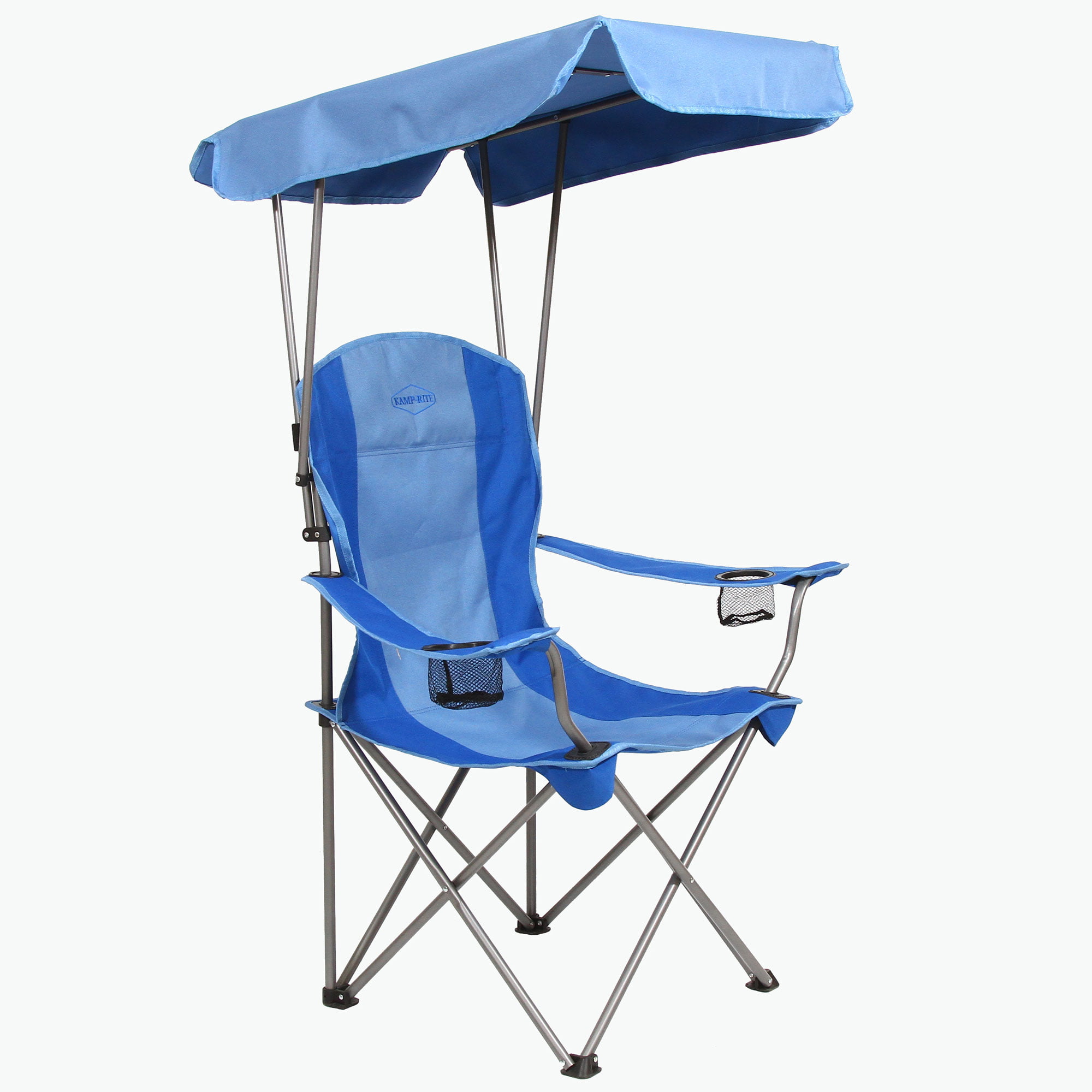 Khaki/Gray Quik Shade Max Shade High and Wide Folding Camp Chair with Tilt UV Sun Protection Canopy