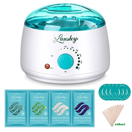 Lansley Wax Warmer Hair Removal Home Waxing Kit Electric Pot Heater for Rapid Waxing of All Body  Face  Bikini Area  Legs with 4 Flavor Hard Wax Beans & 10 Wax Applicator Spatulas(At-home Wa