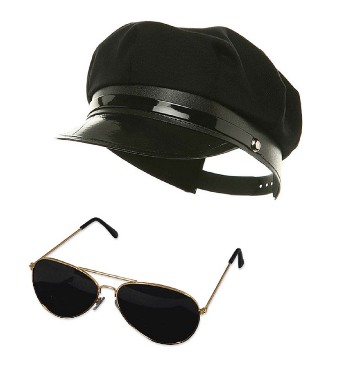Black Chauffeur Chauffer Hat Aviator Glasses Police Officer Limo Driver