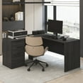 thumbnail image 2 of Furinno ROGER 60" 3-Drawer L-Shaped Desk Cord Grommet Coastal Grey, 2 of 9