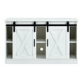 thumbnail image 6 of Dawn Whisper Decorative Wooden TV / Storage Cabinet with Two Sliding Barn Doors, White, 6 of 13