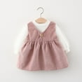 thumbnail image 2 of Diufon Baby Girls Dress Outfits Cute Long Sleeve Mesh Blouse Tops & Corduroy Wide Strap Pleated Dress Birthday Set, 2 of 7