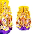 thumbnail image 2 of Carved Candle ,Decorative Dipped Candle,Stylish Home Decor,Unique Birthday Gift,New Year Gathering Decor,Thanksgiving Hostess Gift,Christmas Gift for Mom, Viola 6",Yellow Purple, 2 of 6