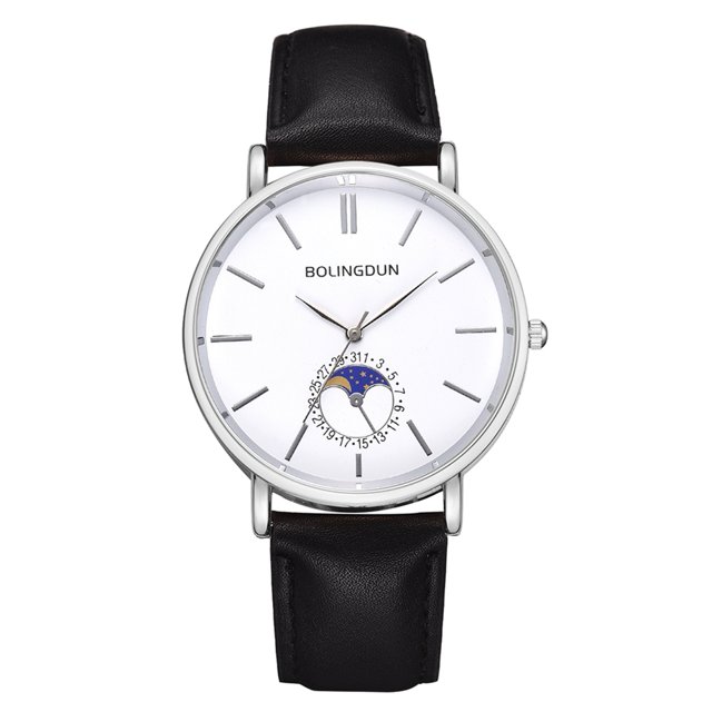 Zhoulianfa Reloj de pulsera de cuarzo de cristal para pareja de moda (marco plateado, esfera blanca L)