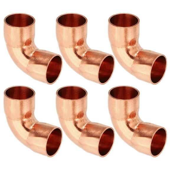 Uxcell 12mm ID 0.8mm Thick Elbow Copper Fitting 6pcs Short Radius Sweat Solder Pure Copper Tube Connector