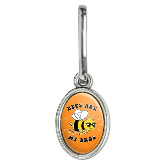 Bees Are My Bros Funny Humor Antiqued Oval Charm Clothes Purse Suitcase Backpack Zipper Pull Aid