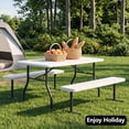 thumbnail image 4 of WLLJOY 3-Piece Kids Picnic Tableset, Outdoor Portable Small Table with Long Bench, Waterresistance and Easy to Clean, Suitable for Patio, Garden and living Room, 4 of 11