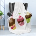 thumbnail image 4 of Dessert Soft Flannel Fleece Blanket, Puffy Party Cupcakes Rolled Wafers Stucked in the Creamy Toppings Cherry Frostings, Cozy Plush for Indoor and Outdoor Use, 50" x 70", Multicolor, by Ambesonne, 4 of 5