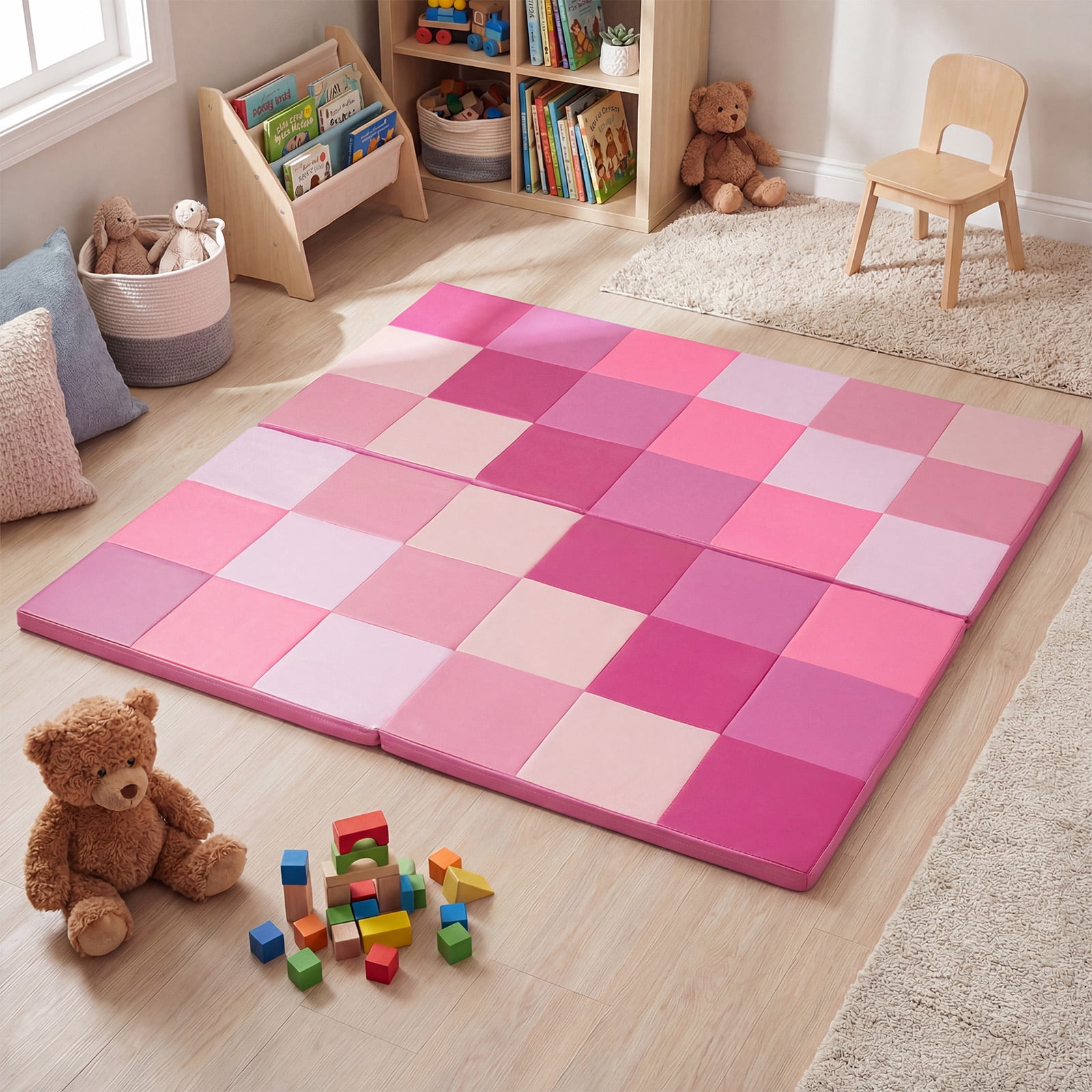 Gymax 58'' Toddler Foam Play Mat Baby Folding Activity Floor Mat Home School Daycare
