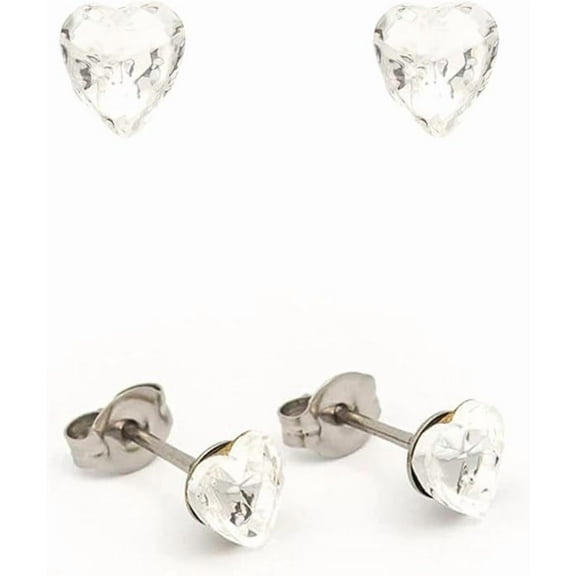 Studex Surgical Stainless Steel 6x6MM Crystal Heart | 1 Pair | Hypoallergenic Fashion Earring Studs