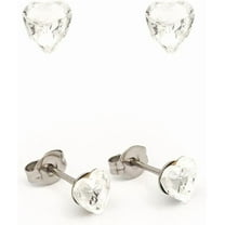 Studex Surgical Stainless Steel 6x6MM Crystal Heart | 1 Pair | Hypoallergenic Fashion Earring Studs