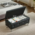 thumbnail image 3 of Storage Ottoman Bench, Faux Leather Upholstered Entryway Bench with Crystal Buttons and Silver Metal Legs, Large Storage Bench for End of Bed, Living Room, Bedroom, Entryway, Black, 3 of 8