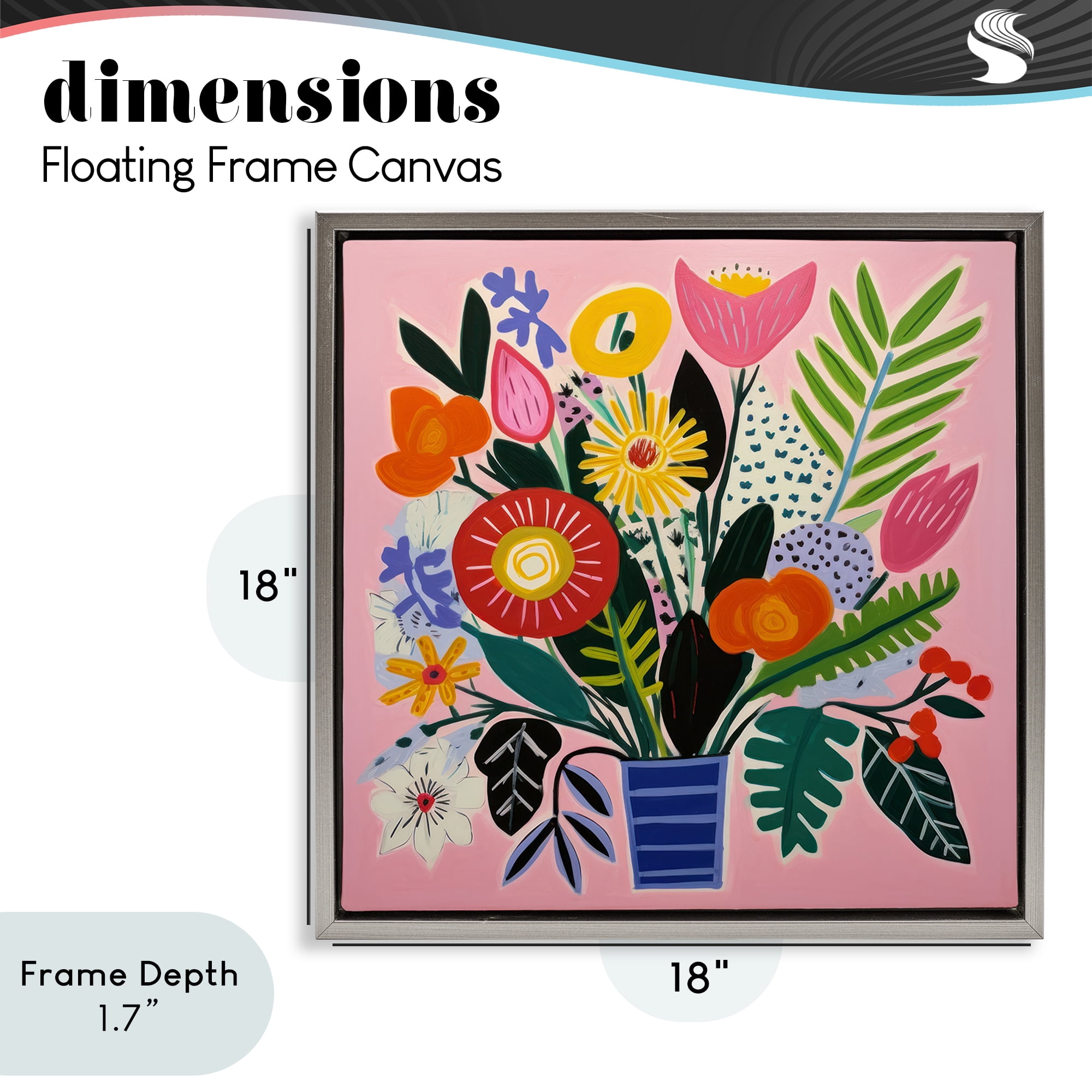 Stupell Industries Floral Flourish Summer Bouquet Gray Framed Floater Canvas Wall Art, design by Lazar Studio