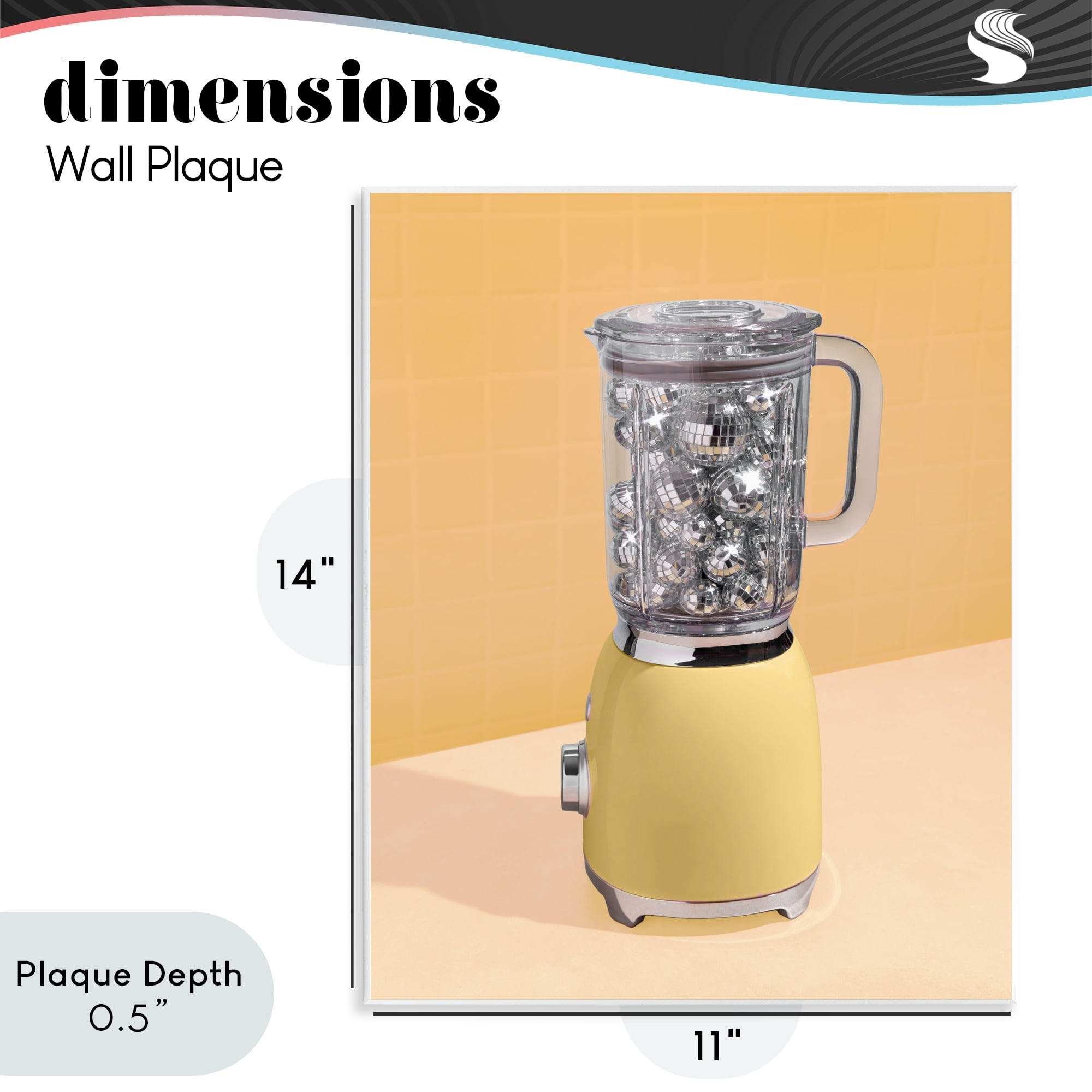 Stupell Industries Disco Drink Blender over Yellow Wall Plaque Art, design by LISH Creative