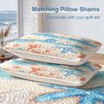 thumbnail image 5 of Davulos Coastal Bedspread King Size,3-Piece Starfish Seashell Beach Quilt Set,Beach Nautical Bedding,Reversible Coverlet with 2 Pillow Shams All Season, 5 of 9