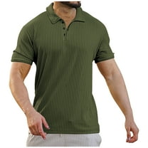 zfhfof Men's Polo Shirts Short Sleeve Slim Fit Casual Shirts Classic Stretch Ribbed Knit T Shirt Lightweight Fashion Golf Shirts