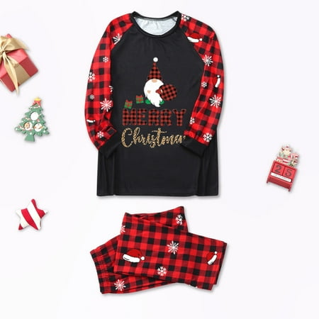 

Mon Sleepwear For Christmas Family Matching Pajamas Cute Big Headed Deer Print Pjs Plaid Long Sleeve Tops And Pants Soft Casusal Holiday Sleepwear