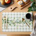 thumbnail image 2 of Eucalyptus Leaves Placemats Set of 4, Green Plaid Farmhouse Watercolor Placemats for Dining Table, Place Mats for Kitchen Tabletop, Waterproof Wipeable Dining Table Mats Set, 2 of 9