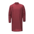thumbnail image 3 of FINALGANG Mens Band Stand Collar Diagonal Side Button Solid Color Long Sleeve Long Tunic Side Split Loose Fit Ethnic Daily Casual Long Tops Czoy Top Red M, 3 of 8