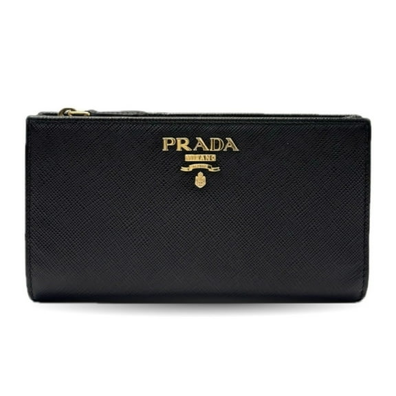 Pre-Owned Prada Saffiano Bifold Wallet in Black Leather (1ML009) (Good)