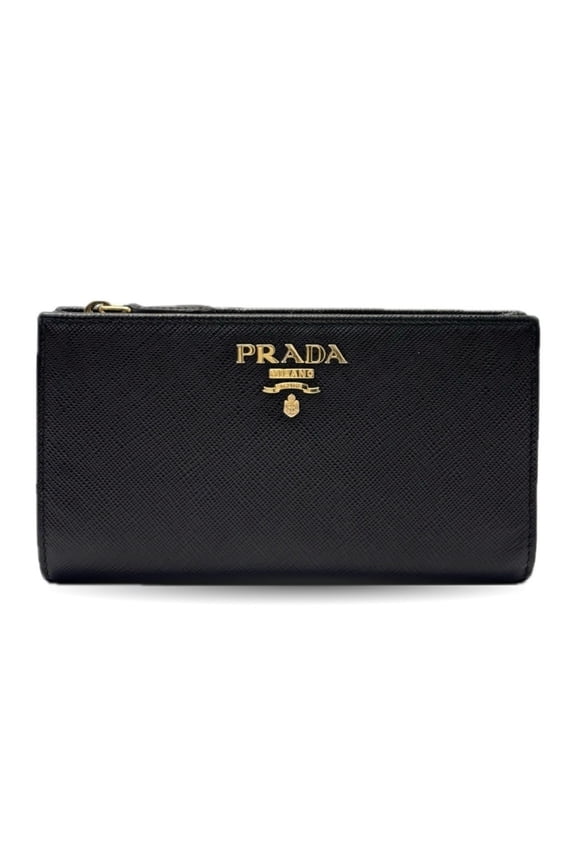 Pre-Owned Prada Saffiano Bifold Wallet in Black Leather (1ML009) (Good)